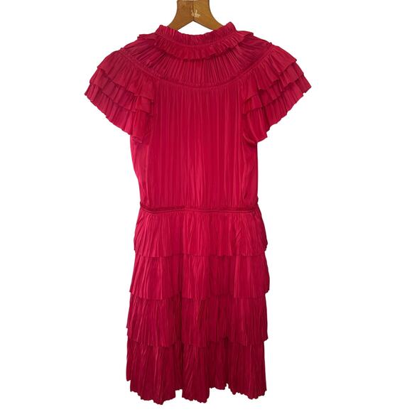Ulla Johnson Pink Vesna Ruffle Tiered Mini Dress Size 6 - Picture 4 of 11